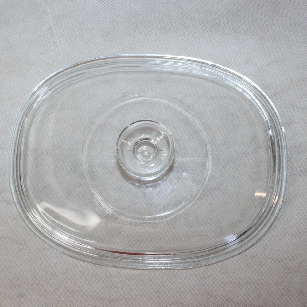 PYREX F-12-C CLEAR GLASS REPLACEMENT LID CORNING WARE 9.25" x 7" Inner Rim 1.5 q